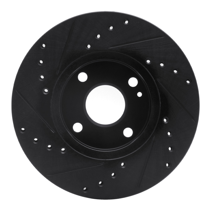 Mazda Miata Brake Rotor (1) - Front Right - R1 Concepts - Drilled & Slotted - Black - `94-`02